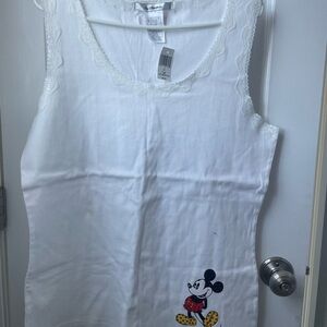 White Mickey Mouse White Lace Tank.  Size XL.  Brand new with tag